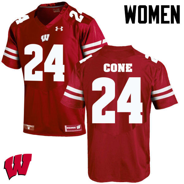Wisconsin Badgers Women's #24 Madison Cone NCAA Under Armour Authentic Red College Stitched Football Jersey PF40O05BW